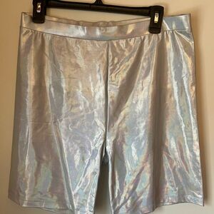 American Eagle Homographic Silver Metallic Bike Shorts